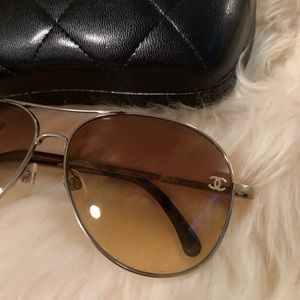 Authentic Chanel aviator style sunglasses
